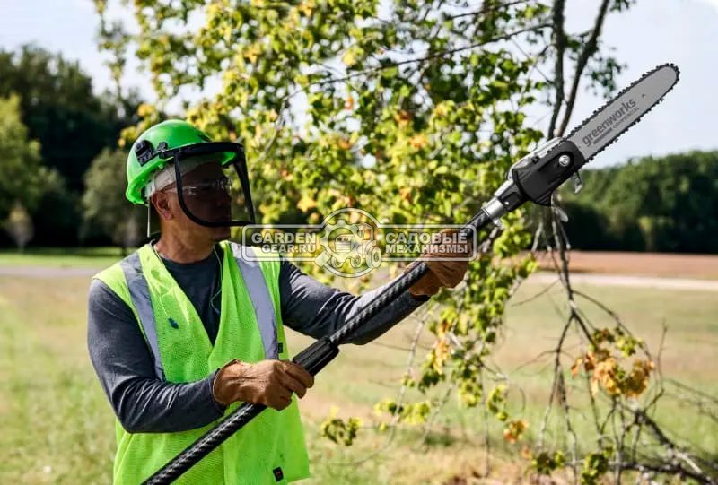 Высоторез аккумуляторный GreenWorks PS102T без АКБ и ЗУ (PRC, BL 82В, шина 25 см, телескоп. штанга, 4.65 кг) 