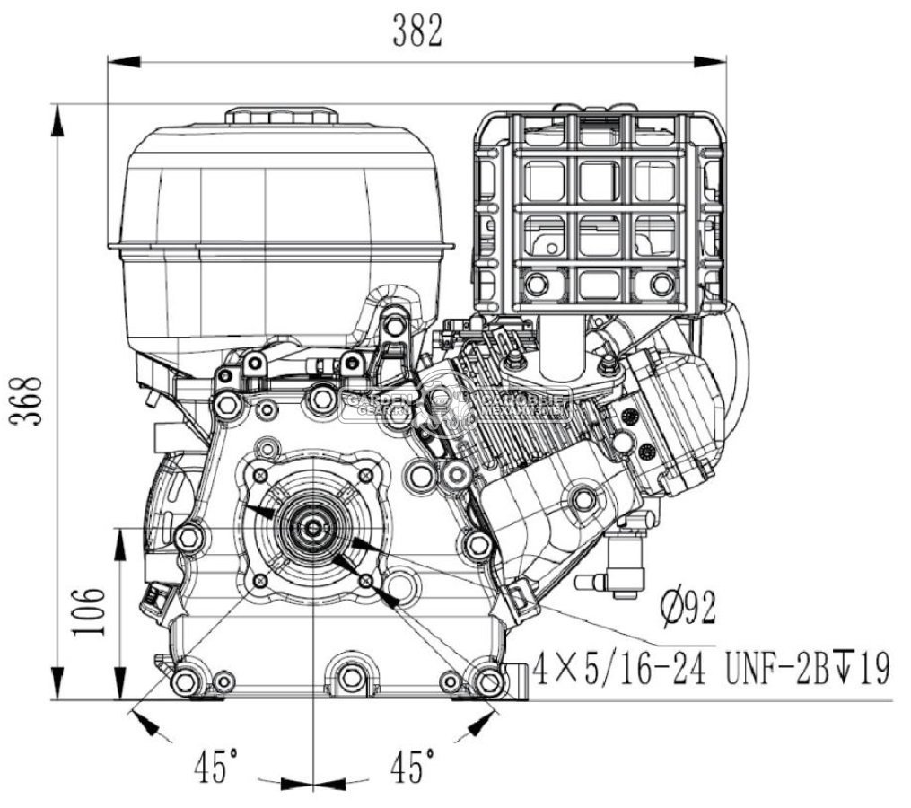 Бензиновый двигатель Zongshen GB 270 BE Snow Line (9 л.с., 272 куб.см., D=19 мм, L=87 мм, катушка освещения, ручной / стартер 230 Вольт, 17,2 кг.)
