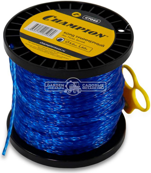 Леска триммерная Champion Alu Twist 3,0 мм., мононить, витая, 60 м.