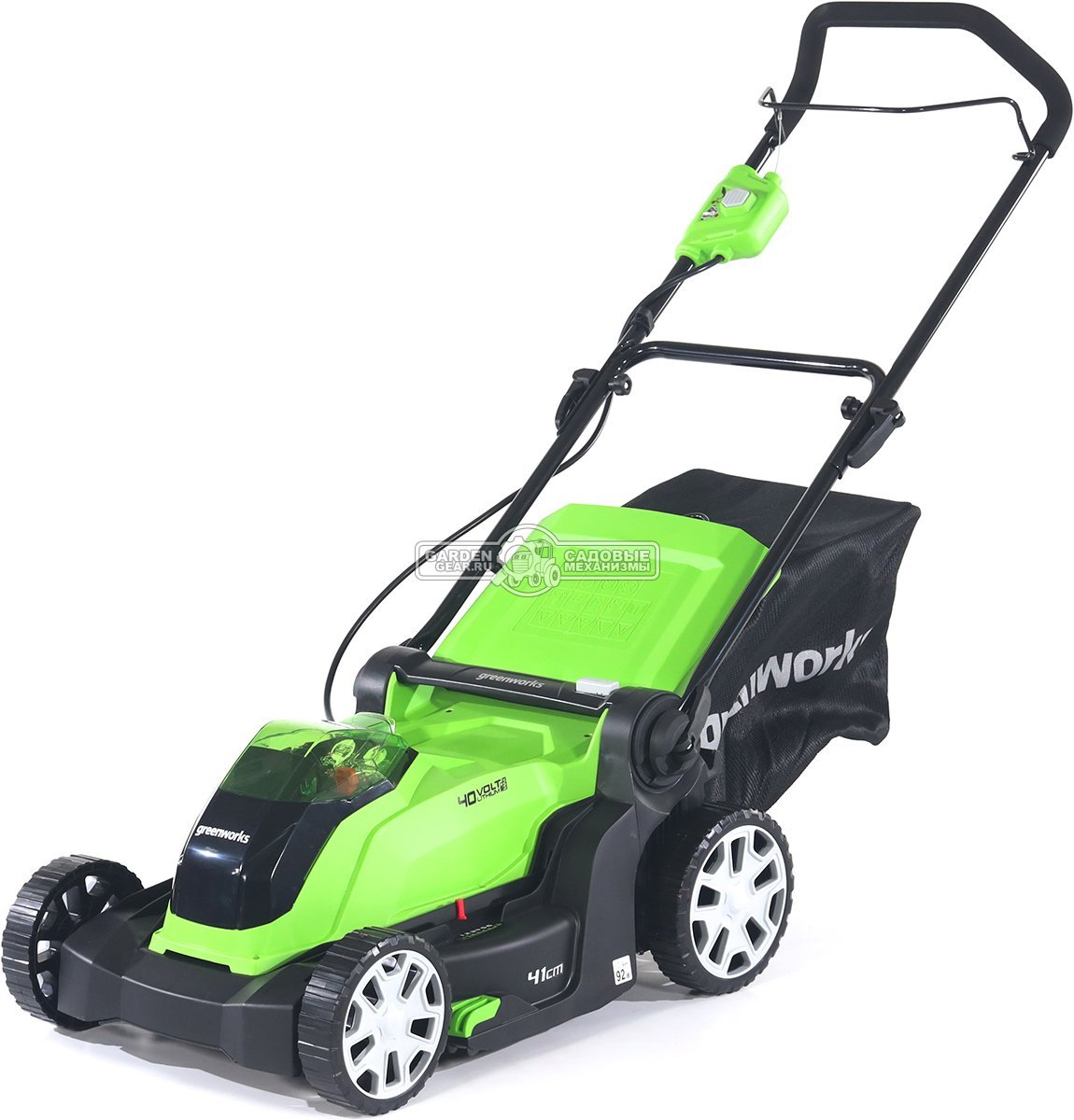 Газонокосилка аккумуляторная GreenWorks G40LM41 без АКБ и ЗУ (PRC, 40В, 41 см, пластик, мульчирование, 50 л, 18 кг, снята с производства)