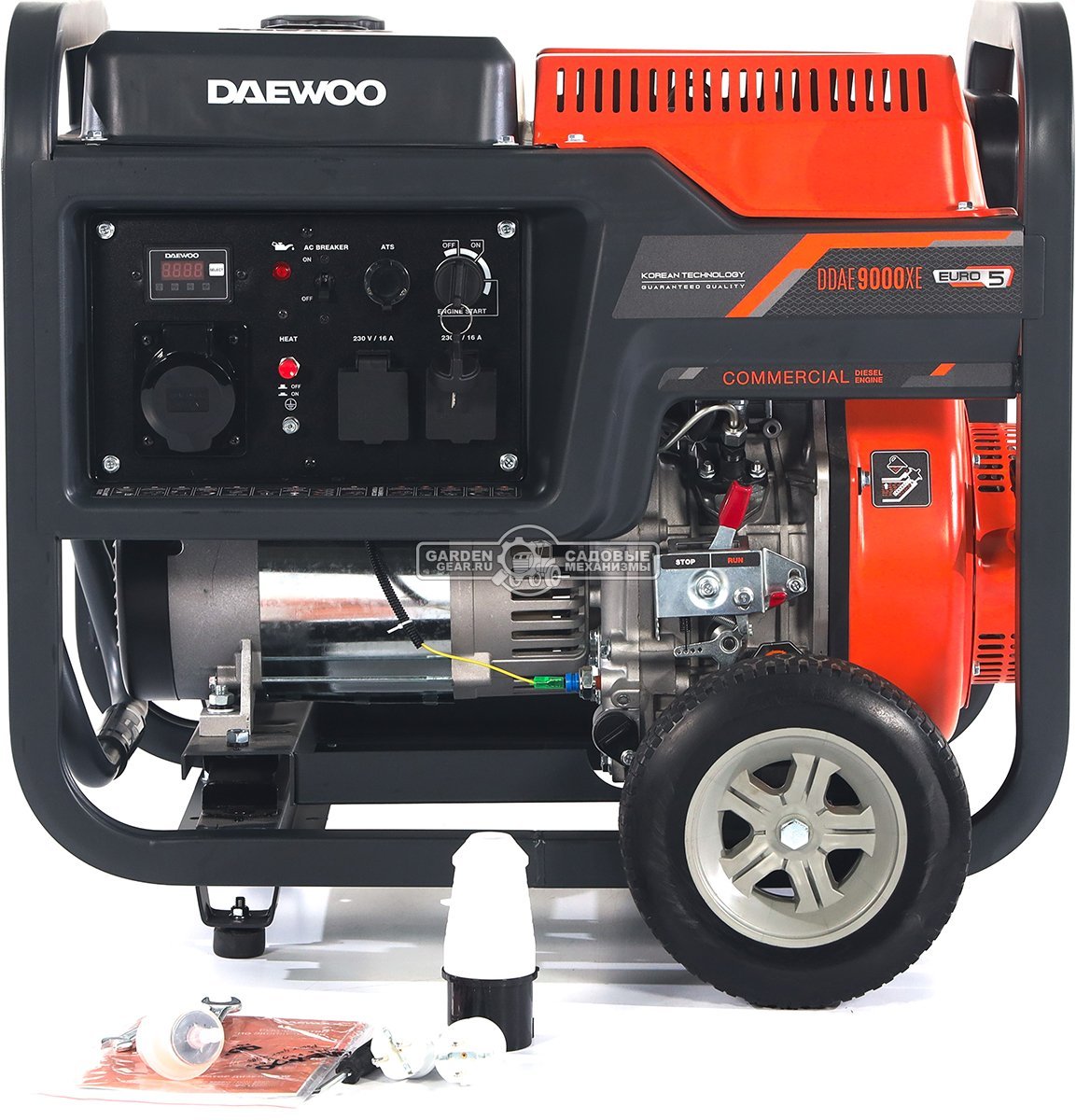 Дизельный генератор Daewoo DDAE 9000XE 2024 (PRC, 531 см3, 14 л.с., 7.2/8.0 кВт, электростарт, колеса, ATS, 18 л, 117 кг)