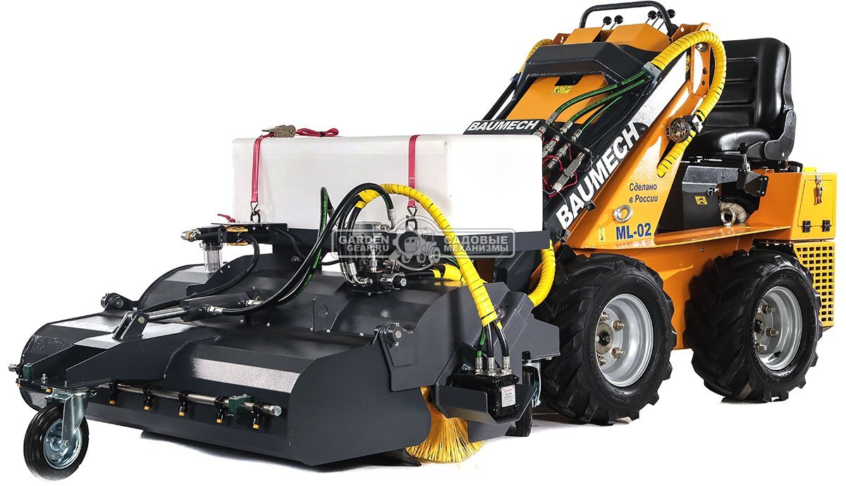 Щетка бункерная Baumech с системой орошения ширина 110 см., объем бункера 100 л., выгрузка гидравлическая, диаметр 400 мм., 180 кг.