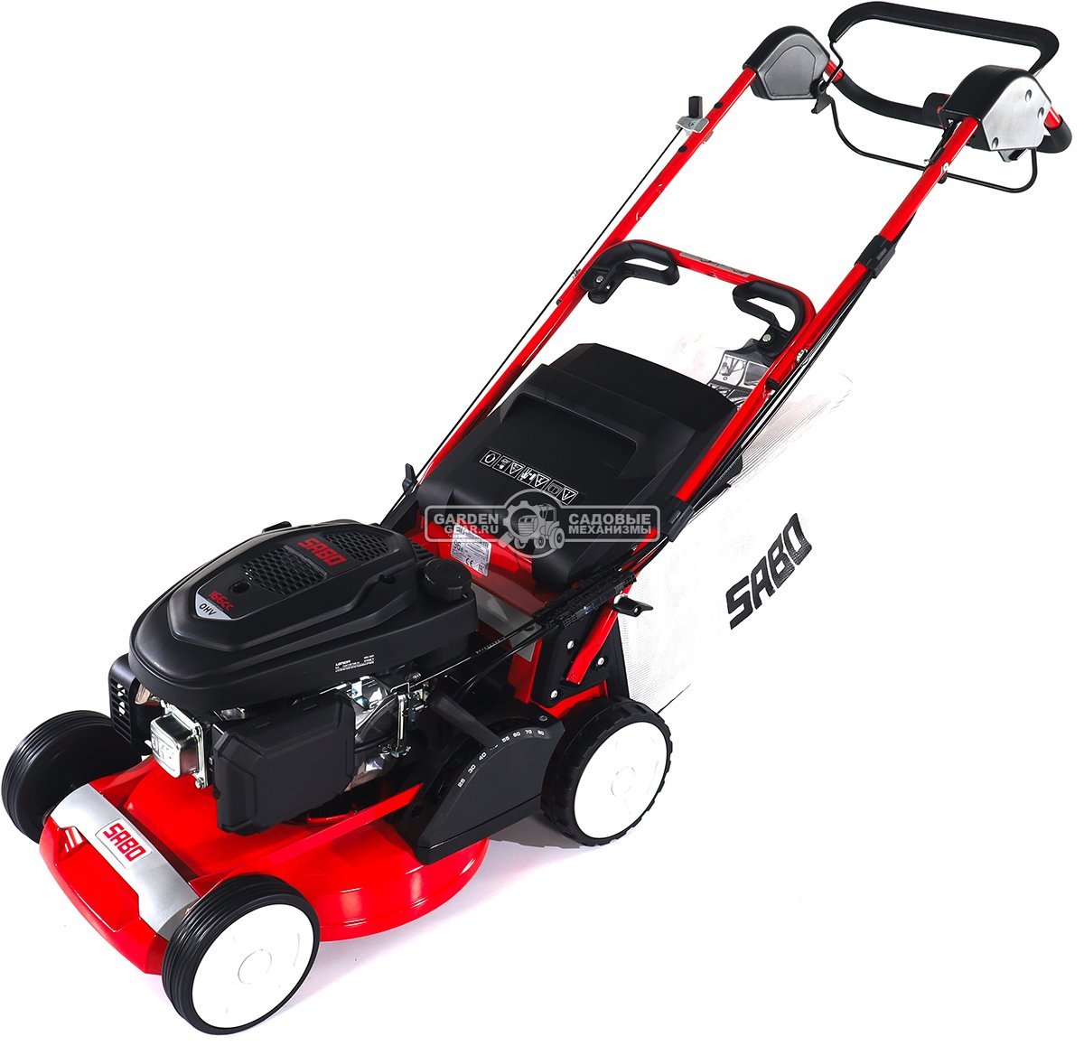 Газонокосилка бензиновая SABO 43-VARIO (GER, 43 см., Sabo, 166 куб.см., алюминий, Turbostar, вариатор, травосборник 65 л., 36,5 кг.)