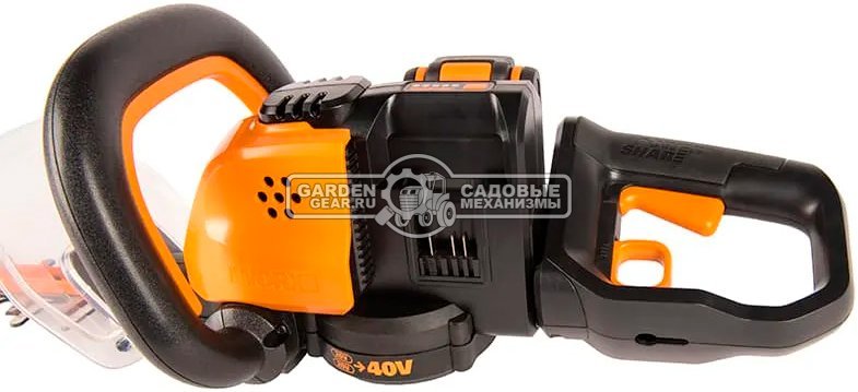 Кусторез аккумуляторный Worx WG284E.1 с 2 АКБ 2 А/ч и ЗУ (PRC, 2х20В, нож 60 см, 27 мм, 4.2 кг)