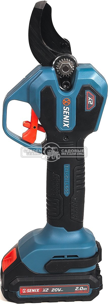 Аккумуляторный секатор Senix GPSX2-M1-EU с АКБ 2 А/ч и ЗУ (PRC, BL 20В, ветки до 38 мм, 1.05 кг)