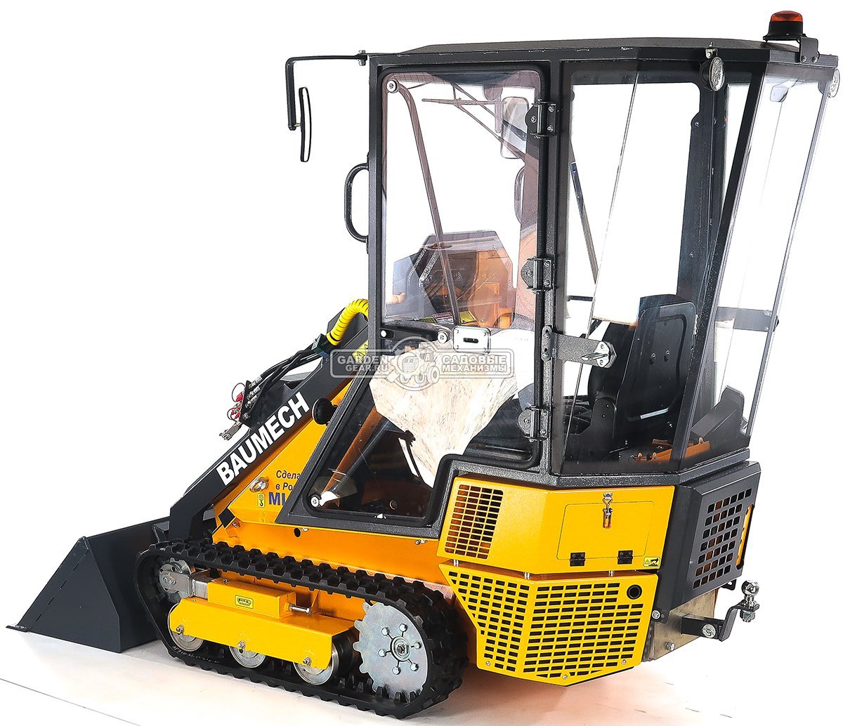 Универсальная машина мини-погрузчик Baumech ML-03 Pro с зимней кабиной + ковш универсальный 110 см., с двигателем Honda GX630 V-Twin