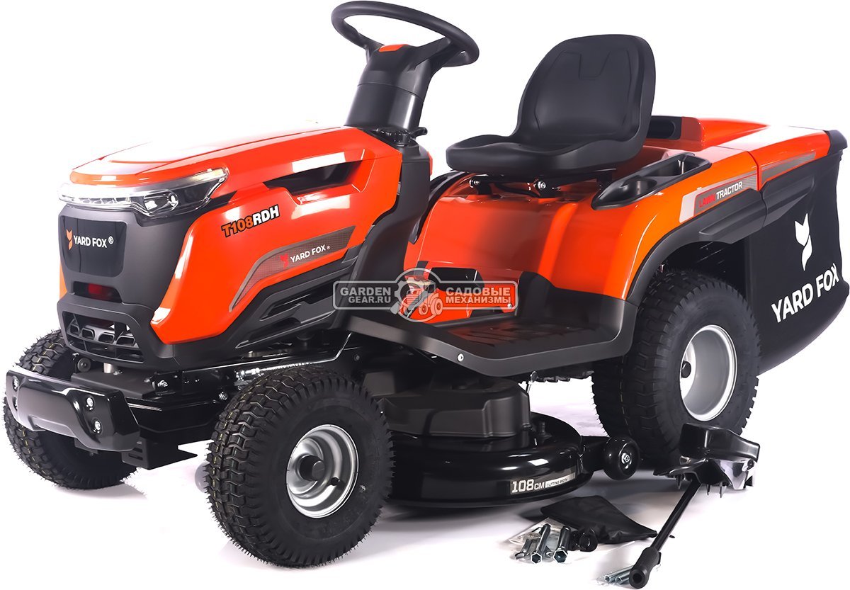 Садовый трактор Yard Fox Optima T 108 RDH (PRC, Loncin V-Twin 586 куб.см., гидростатика, травосборник 260 л, ширина кошения 108 см, 220 кг)