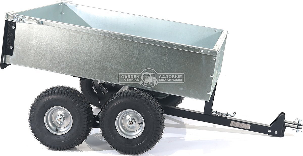 Тележка - прицеп ZimAni GT410x4 Stainless steel 500 4WD для садовых тракторов, с механизмом опрокидывания (4 колеса, оцинкованной сталь, 500 кг)