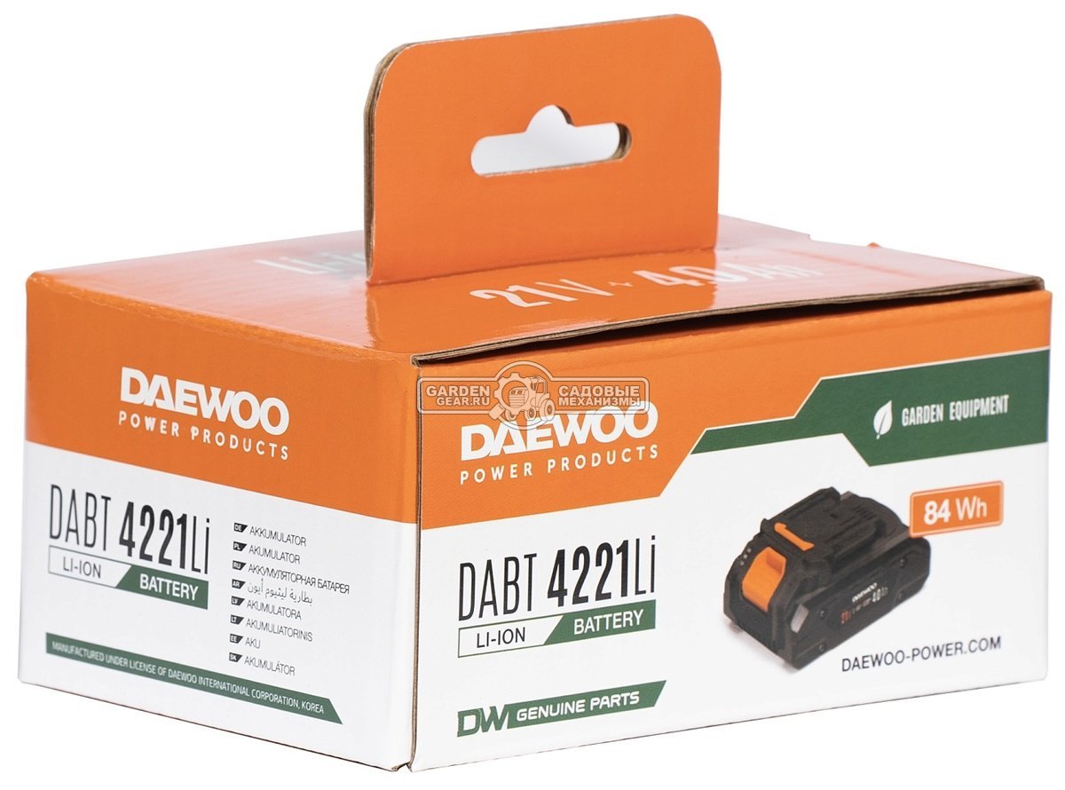 Аккумулятор Daewoo DABT 4221Li (PRC, Li-Ion, 21В, 4.0 А/ч, 0.52 кг, элементы 21700)