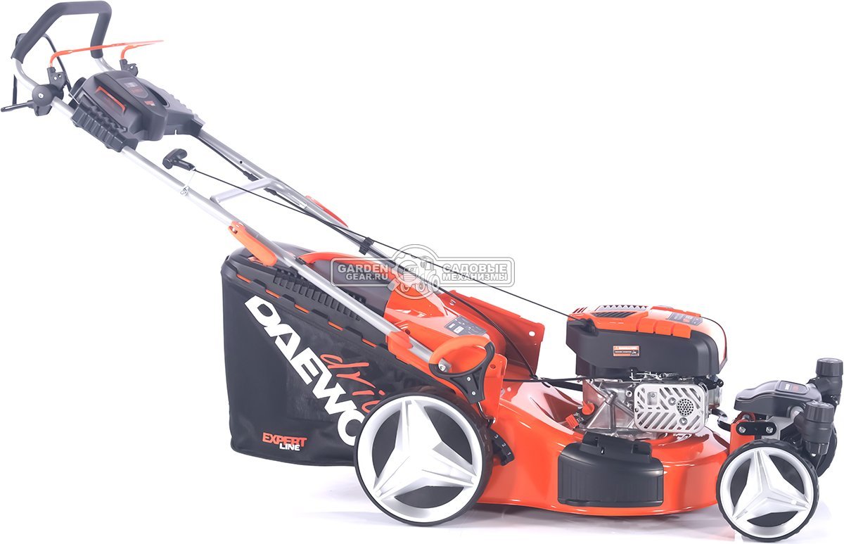 Газонокосилка бензиновая Daewoo DLM 5100SR4 с рояльными колесами (PRC, 50 см, Daewoo 165 см3, 70 л, TURBO X BLADE, сталь, 4 в 1, 32 кг)