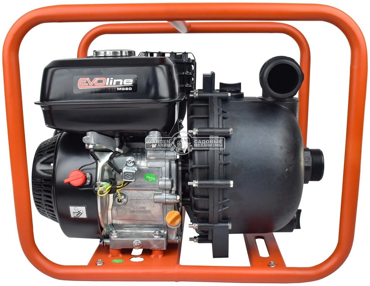 Мотопомпа бензиновая EVOline MG 20 для соленой воды и агрессивных жидкостей (PRC, Zongshen GB200, 196 куб.см., 600 л/мин., 30 м., 2", 24 кг.)
