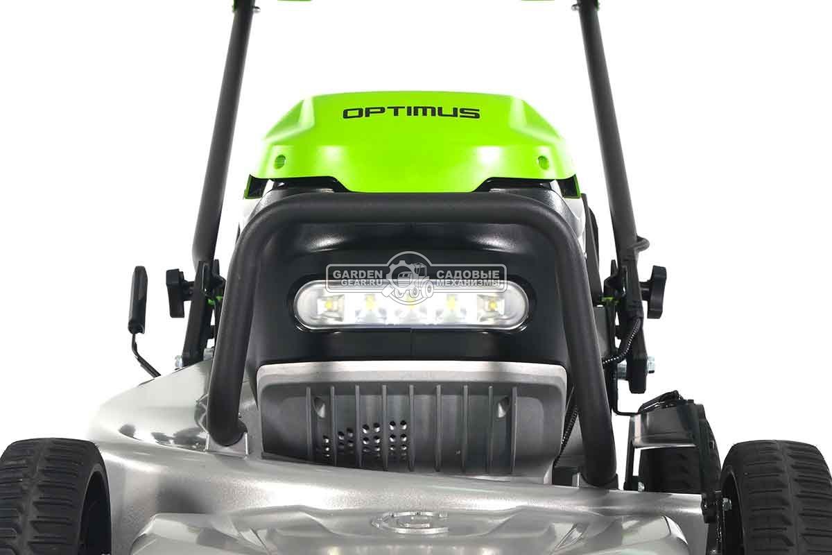 Газонокосилка аккумуляторная самоходная GreenWorks LM221S без АКБ и ЗУ (PRC, BL 82В, 56 см, 4.0 кВт, алюминий, 2 слота для АКБ, мульч., 65 л, 53 кг)