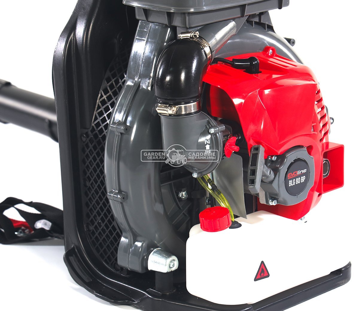 Воздуходувка бензиновая ранцевая EVOline BLG 80 BP (PRC, 79,4 куб.см., 4,5 л.с., 1190 м3/ч, 104 м/с, 11 кг)