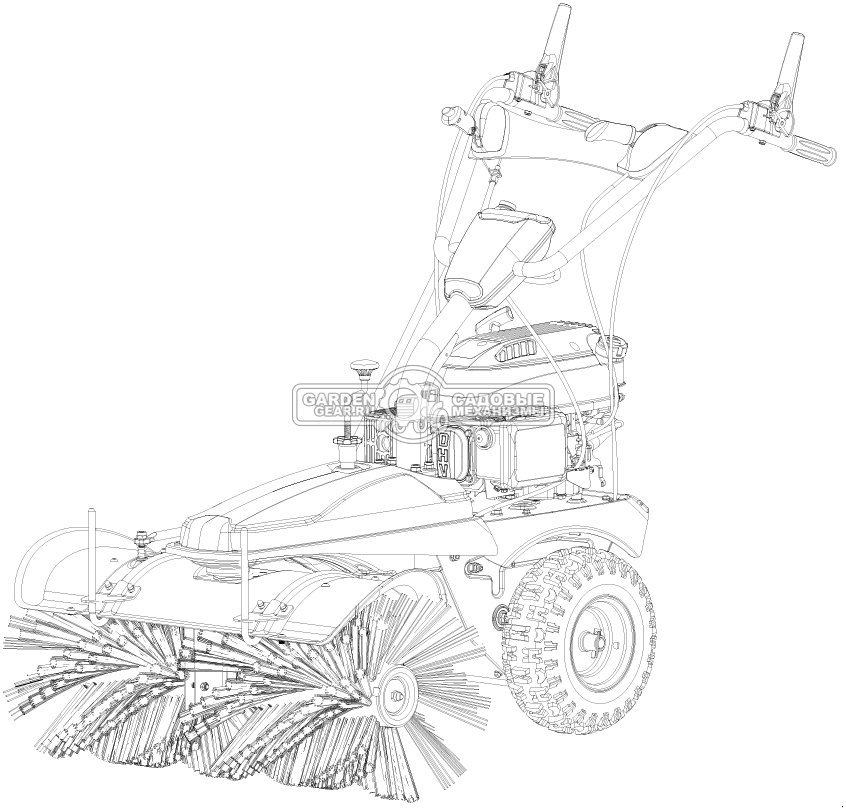 Подметальная машина Villartec S50100 (PRC, Zongshen, 173 см3, ширина 100 см., диаметр 35 см., 3 вперед / 1 назад, 79 кг)