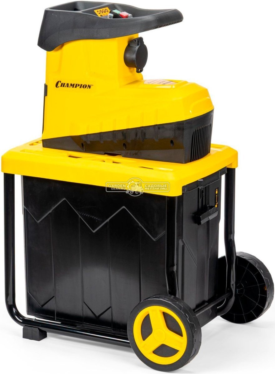 Садовый измельчитель веток электрический Champion SH300 (PRC, 3000 Вт, ветки до 45 мм, валик с ножами, 60 л, 26.5 кг)