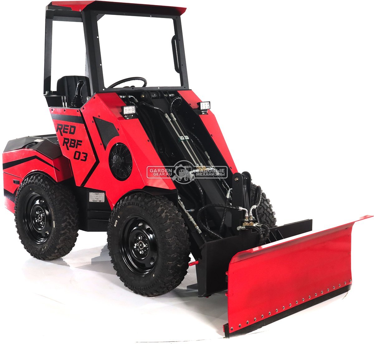 Мини-погрузчик шарнирно сочленённый RED RBF-03 + бульдозерный отвал (Zongshen GB750EFI 30 л.с., грузоподъемность до 700 кг., ковш 150 л., 1270 кг.)