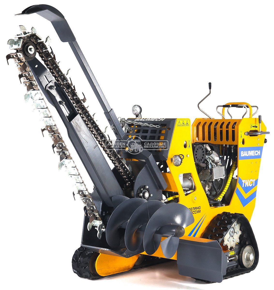 Самоходный гусеничный траншеекопатель Baumech ТКС1 с двигателем Zongshen GB750 EFI V-Twin инжектор (скорость копки грунта до 60 м/ч), 762 кг.