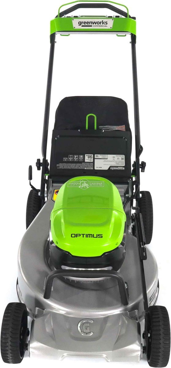 Газонокосилка аккумуляторная самоходная GreenWorks LM221S без АКБ и ЗУ (PRC, BL 82В, 56 см, 4.0 кВт, алюминий, 2 слота для АКБ, мульч., 65 л, 53 кг)