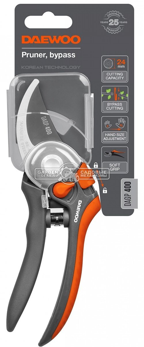 Секатор Daewoo DAGP 400 (диаметр среза 24 мм, пластиковые рукоятки SoftGrip, 0,23 кг.)
