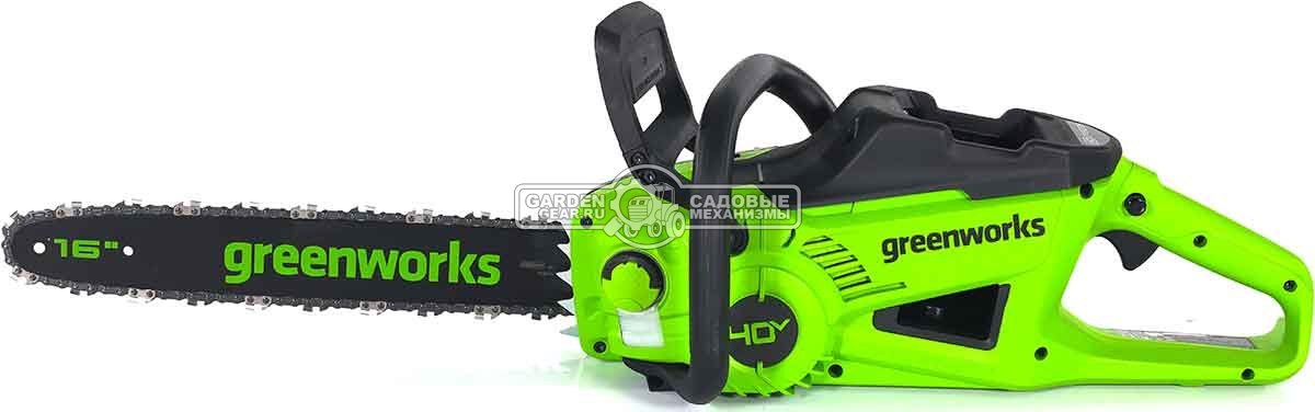 Пила аккумуляторная цепная GreenWorks GD40CS20X 16" c АКБ 4 А/ч и ЗУ (PRC, BL 40В, 3/8"-1.1-56E, 4.2 кг)