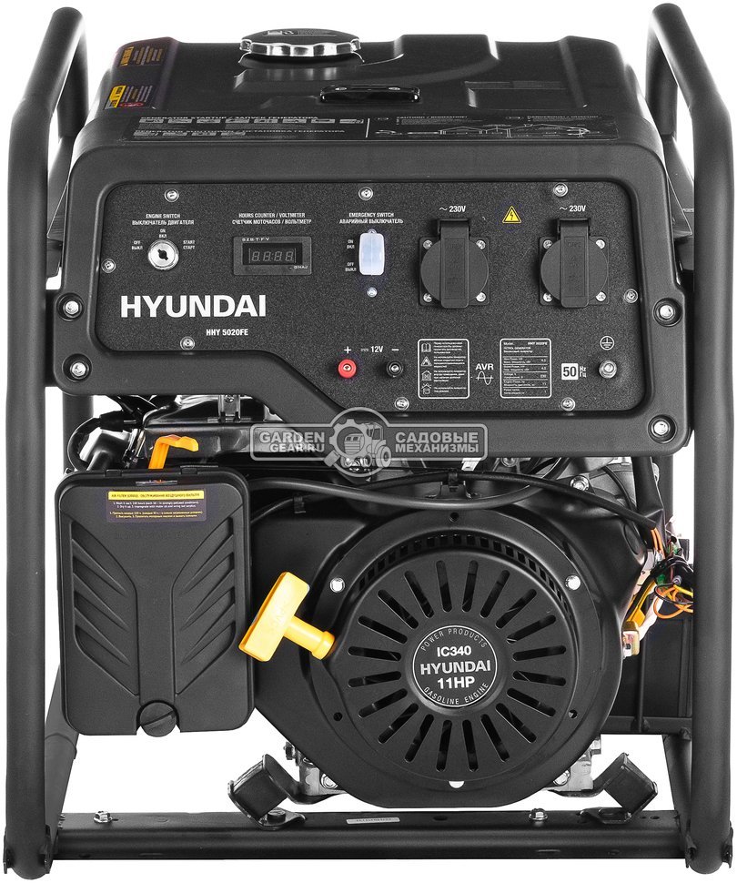Бензиновый генератор Hyundai HHY 5020FE (PRC, Hyundai, 340 см3, 4,0/4,5 кВт, 25 л, эл/стартер, 76.5 кг)