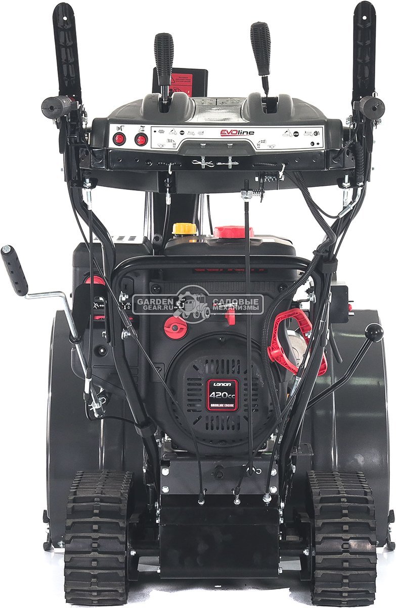 Снегоуборщик Evoline SBG 760 TLE гусеничный (PRC, 76 см, Loncin, 420 см3, эл/стартер 220В, фара, разблокировка гусениц, подогрев рукояток, 130 кг)