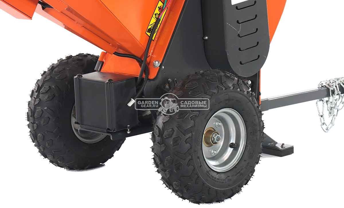 Измельчитель веток ZimAni LS 100 (PRC, Loncin 212 куб.см., 7 л.с., с эл. старт, барабанный, 2 ножа, ветки до 100 мм, одноосный прицеп, 130 кг)