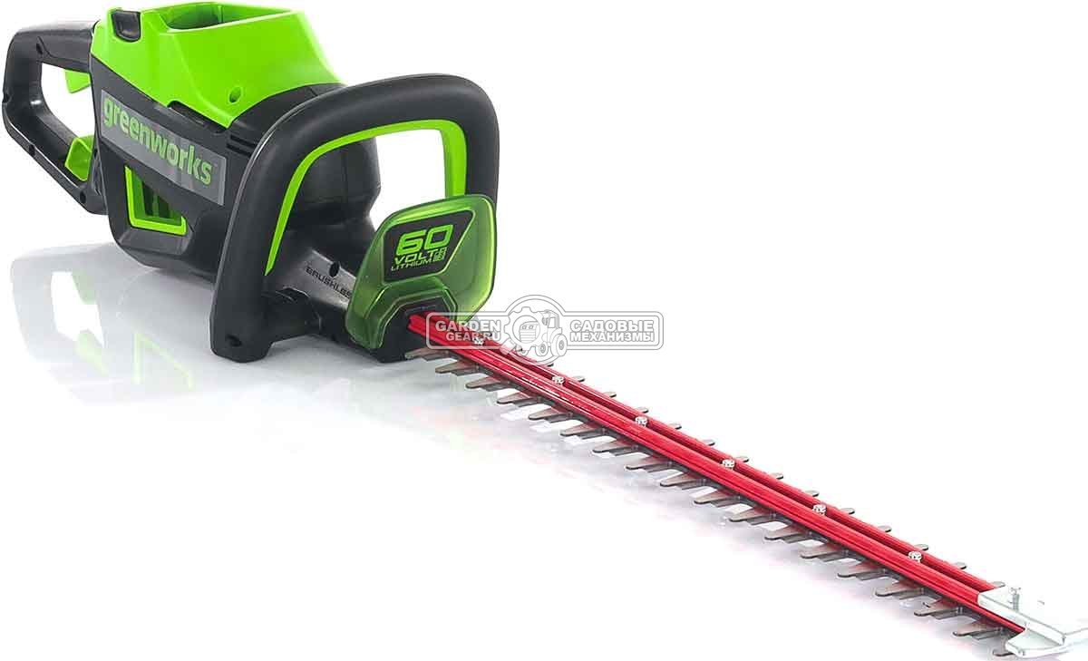 Кусторез аккумуляторный GreenWorks GD60HT66 без АКБ и ЗУ (PRC, BL 60В, 66 см, ветки до 28 мм, 3.2 кг)