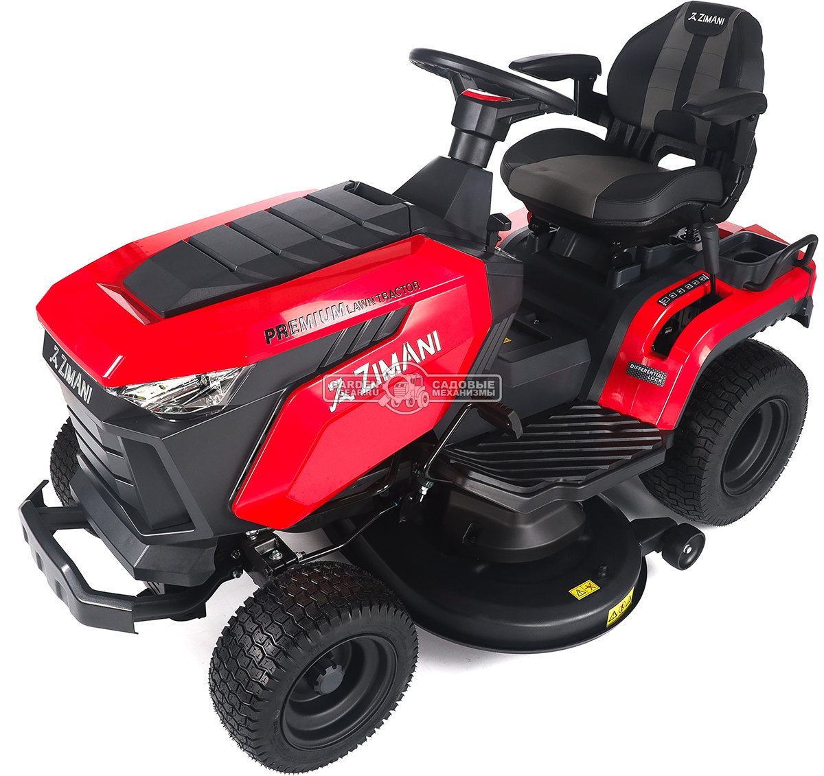 Садовый трактор ZimAni TS108HVD MY2025 (PRC, Loncin 586 куб.см., гидростатика, дифференциал, боковой выброс, шир. кошения 108 см, LED панель, 175 кг)