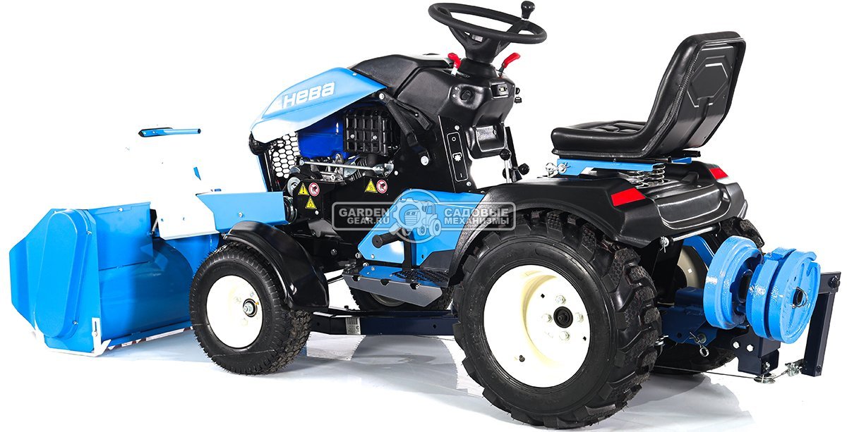 Садовый трактор Нева MT1-ZS с роторным снегоуборщиком и рамой-противовесом (дека - опция)