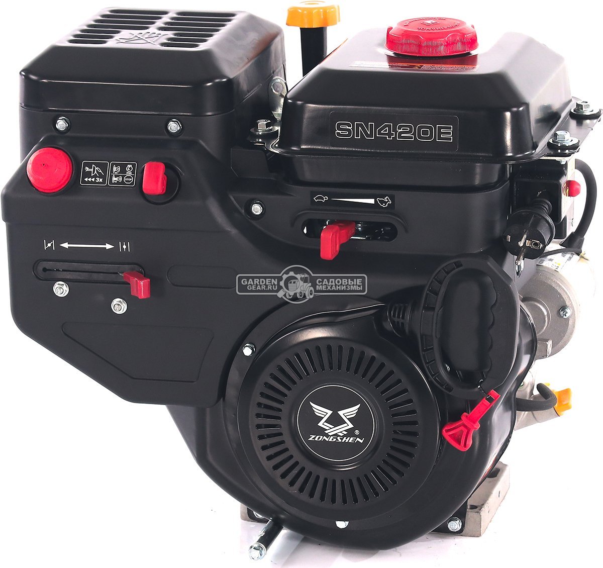 Бензиновый двигатель Zongshen SN 420 E Snow (15 л.с., 420 куб.см., D=25 мм, L=85 мм, катушка освещения 12В60Вт, электрический стартер 230В, 35 кг.)