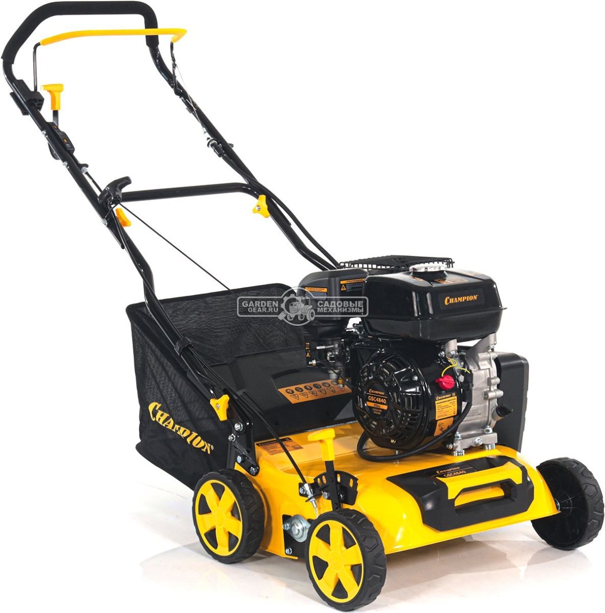 Вертикуттер - аэратор бензиновый Champion GSC4840 (PRC, 40 см, 212 см3, ножи + пружины, 40 л, 29 кг.)