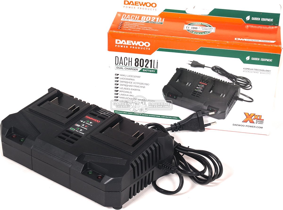 Зарядное устройство Daewoo DACH 8021Li быстрой зарядки двойное (PRC, 2x4.0А, 21В, 0.52 кг)