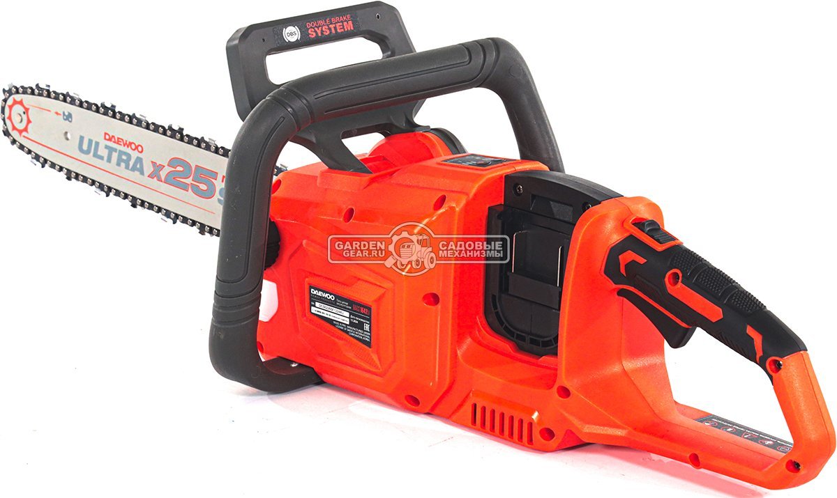 Пила аккумуляторная цепная Daewoo DACS 1642Li 16" SET с 2xАКБ 5 А/ч и ЗУ (PRC, BL 2х21В, натяжение цепи без инструмента, 3/8"-1.1-57E, 4.65 кг)