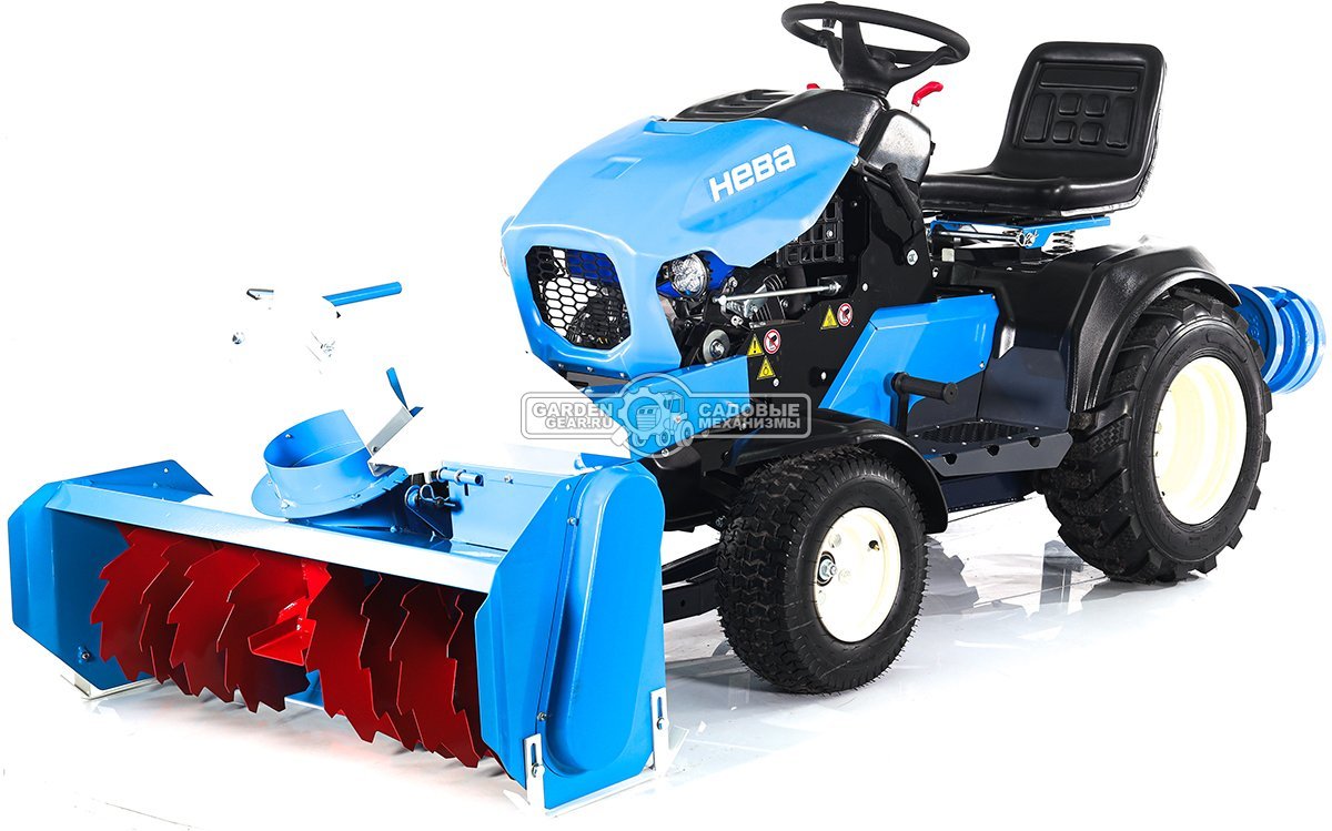 Садовый трактор Нева MT1-ZS с роторным снегоуборщиком и рамой-противовесом (дека - опция)