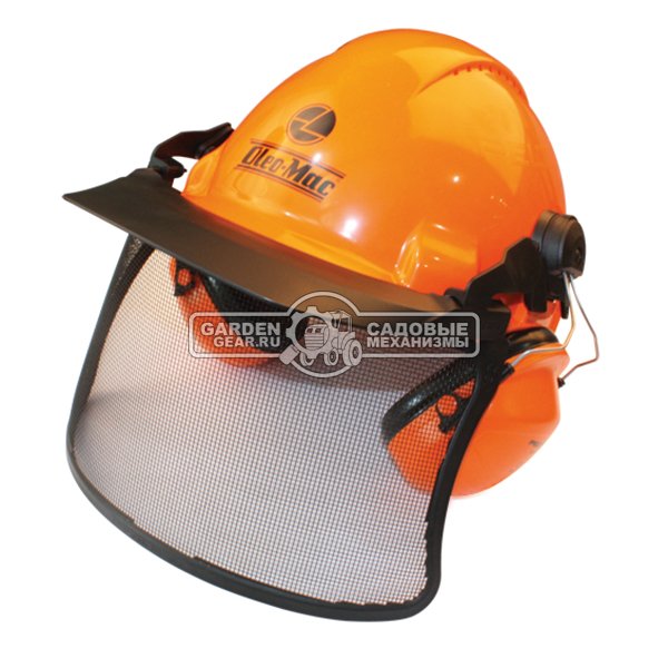 Шлем защитный Oleo-Mac 0010-01283 в комплекте защитная сетка-маска для лица и наушники