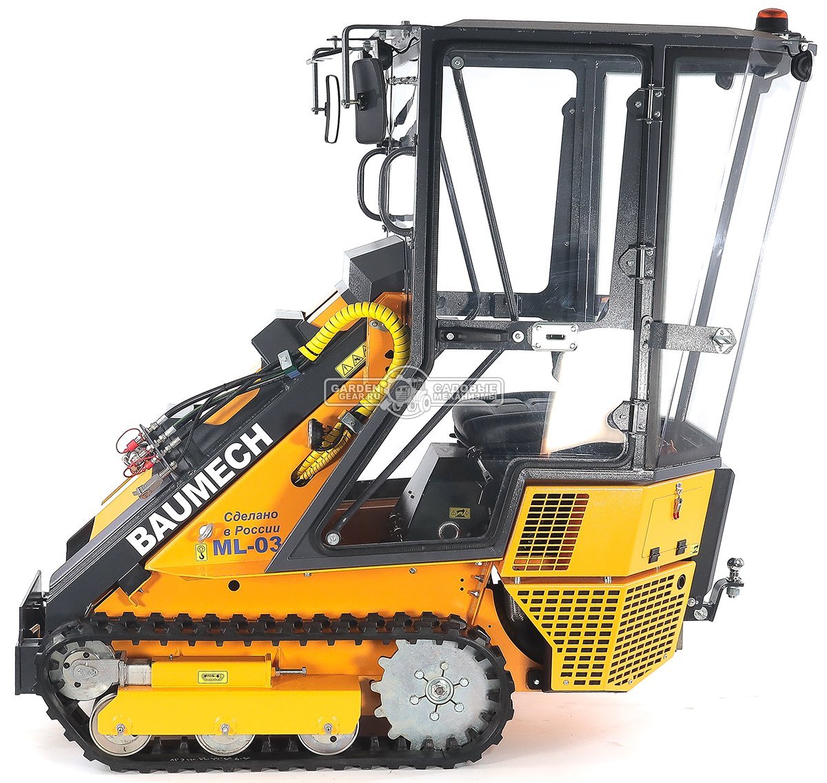 Универсальная машина мини-погрузчик Baumech ML-03 Pro с зимней кабиной с двигателем Honda GX630 V-Twin