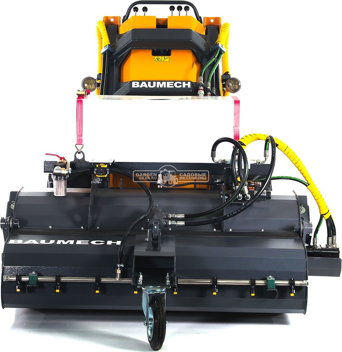 Щетка бункерная Baumech с системой орошения ширина 110 см., объем бункера 100 л., выгрузка гидравлическая, диаметр 400 мм., 180 кг.