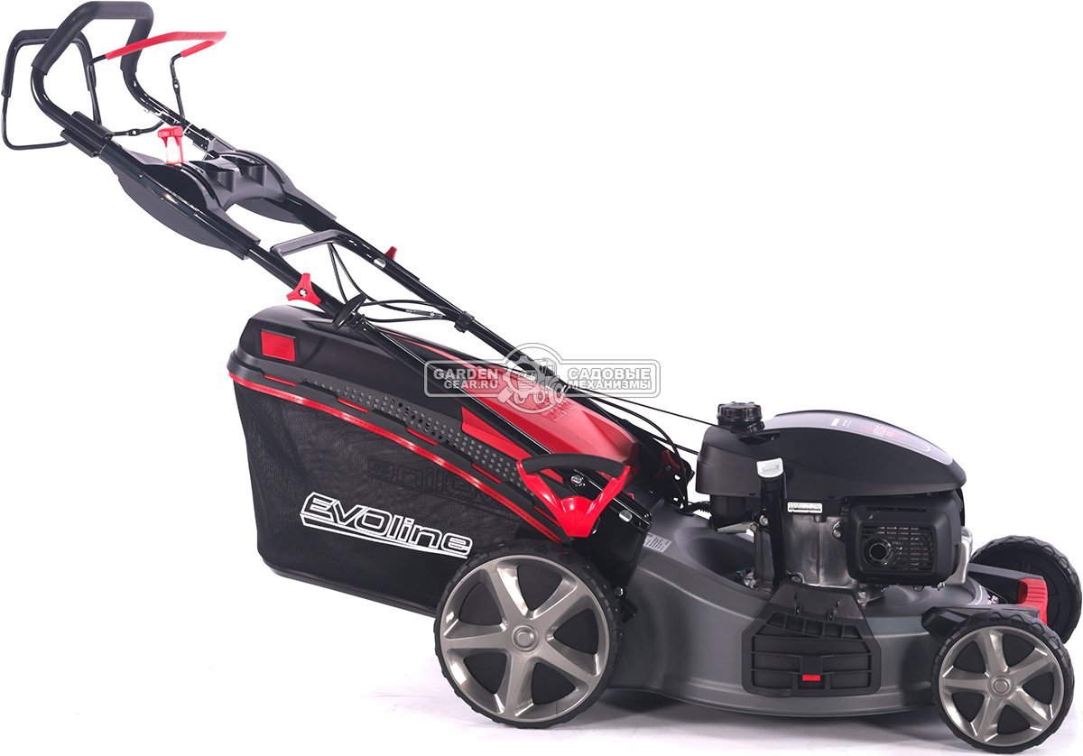 Газонокосилка бензиновая EVOline LMG 53 CVH (PRC, 53 см, Honda GCV 200, 201 см3, вариатор, 4 в 1, 70 л, сталь, 40 кг)