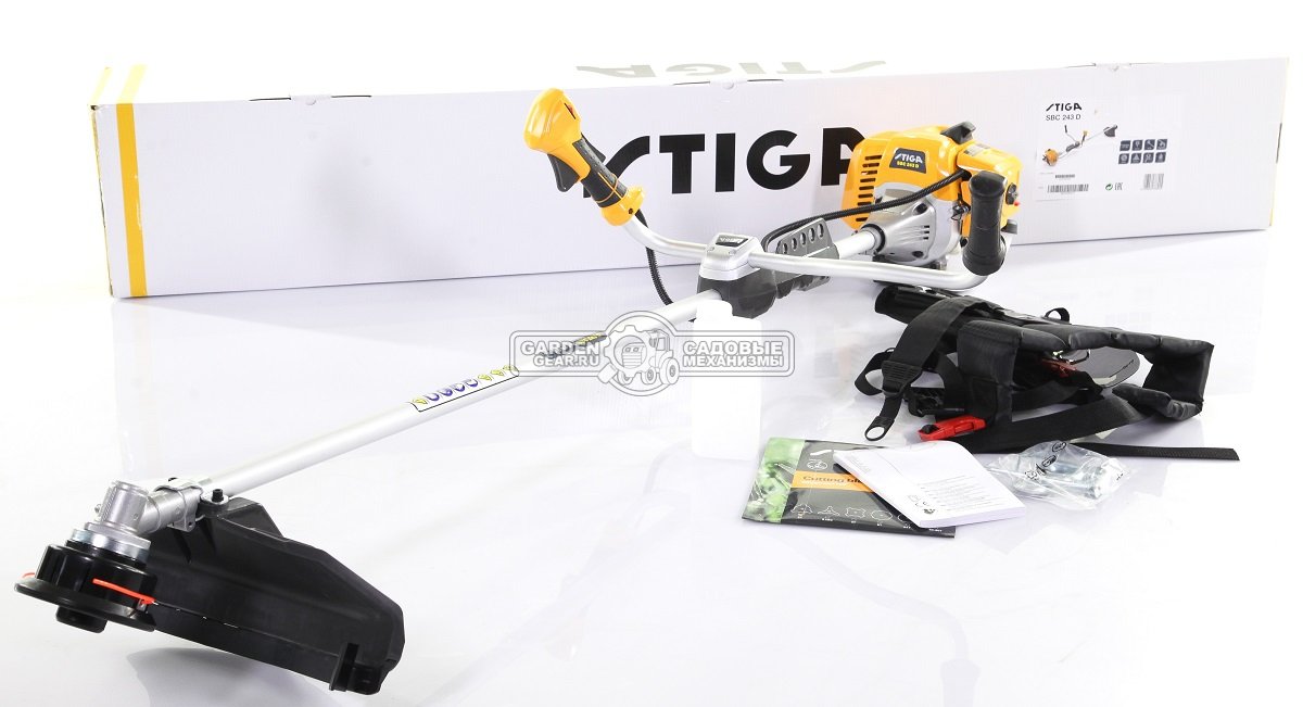Бензокоса Stiga SBC 243 D (PRC, 42,7 куб., 1,25 кВт/1,7 л.с., нож 3T, леска 2,8 мм., оснастка двухплечевая, Euro 1, 8,2 кг.)