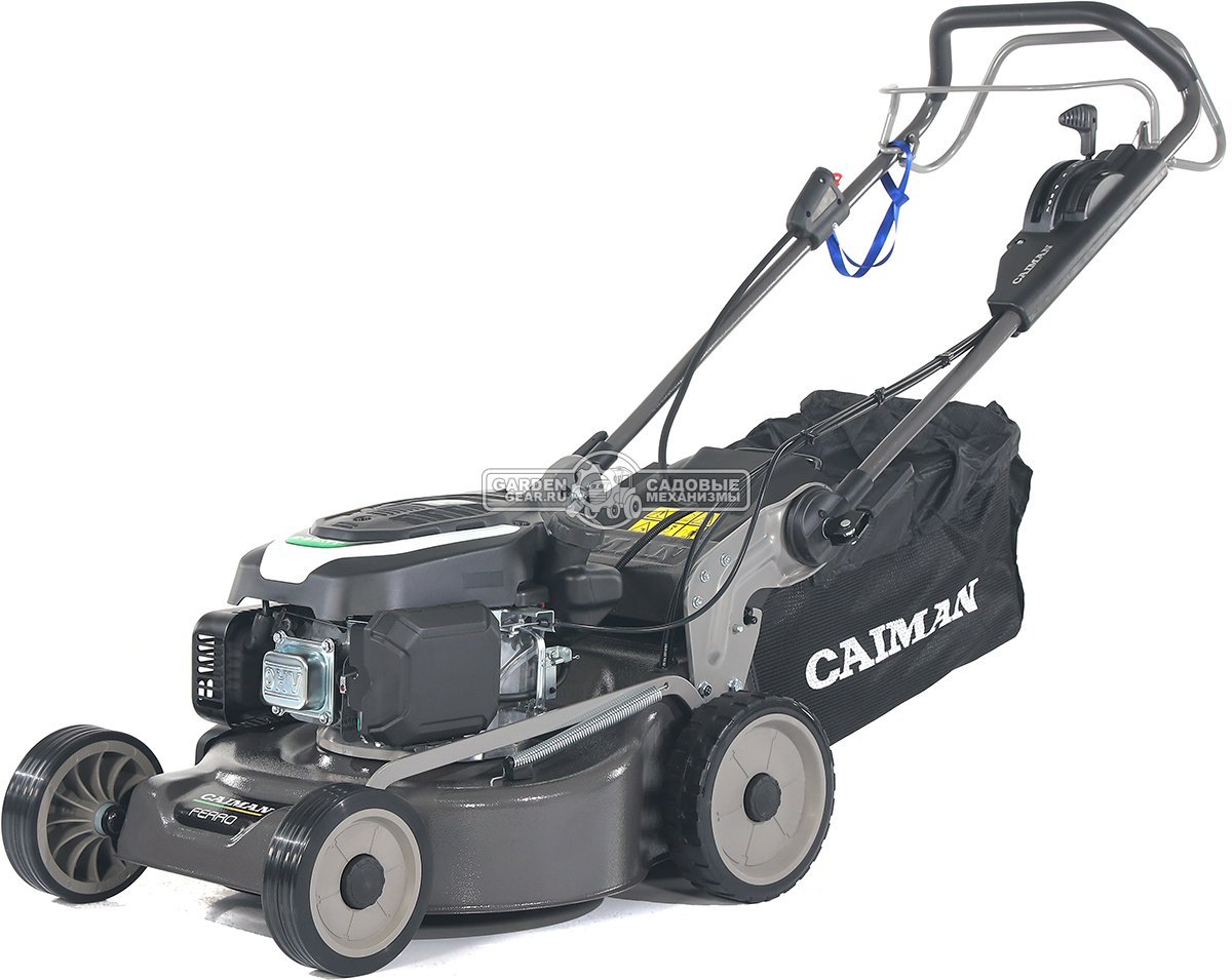 Газонокосилка бензиновая Caiman Ferro 47CVE с электрозапуском (RUS, 45 см, Caiman Green Engine, 166 см3, сталь, 4 в 1, 50 л, 40.5 кг)