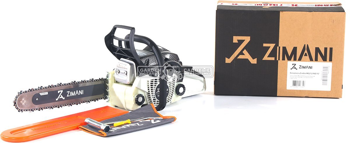 Бензопила ZimAni MS 212 Pro 16" (PRC, 38.6 куб.см., 1.8 кВт/2.4 л.с., 3/8", 1.3 мм, 55E, корпус Carbon Fiber, Walbro Carburetor, 4.6 кг)