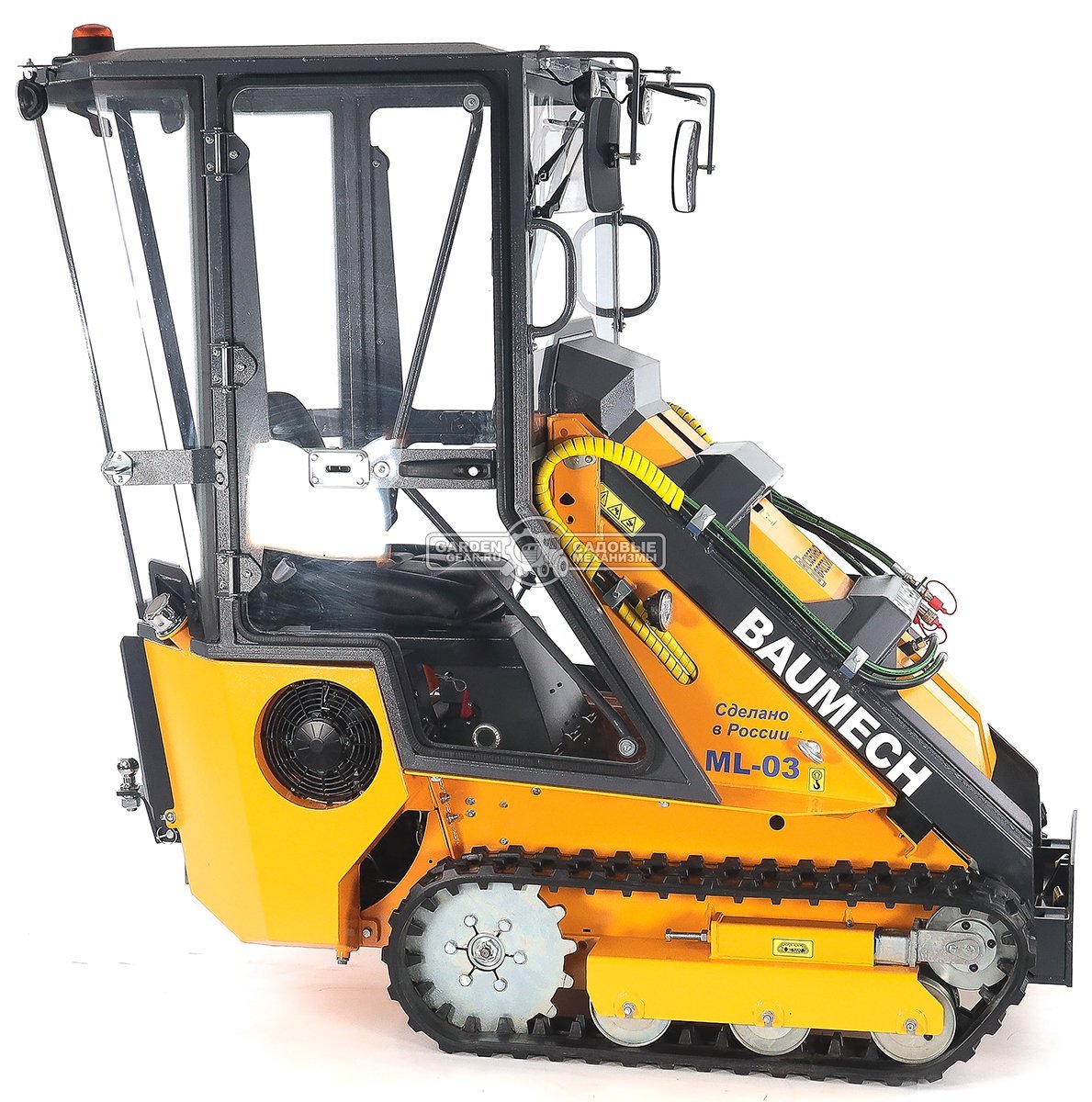 Универсальная машина мини-погрузчик Baumech ML-03 Pro с зимней кабиной с двигателем Honda GX630 V-Twin