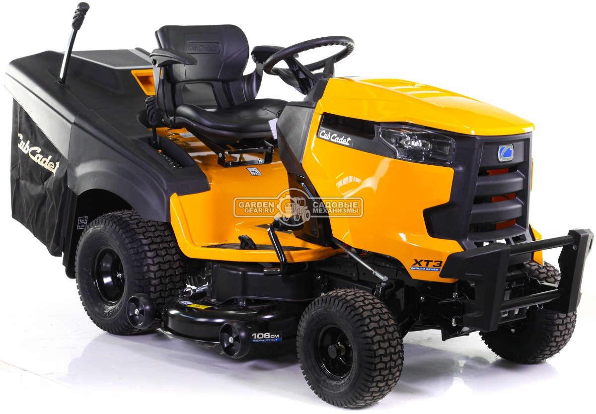 Садовый трактор Cub Cadet XT3 QR106 (USA, Kawasaki, V-Twin, 726 куб.см, гидростатика, травосборник 360 л., ширина кошения 106 см, 268 кг.)