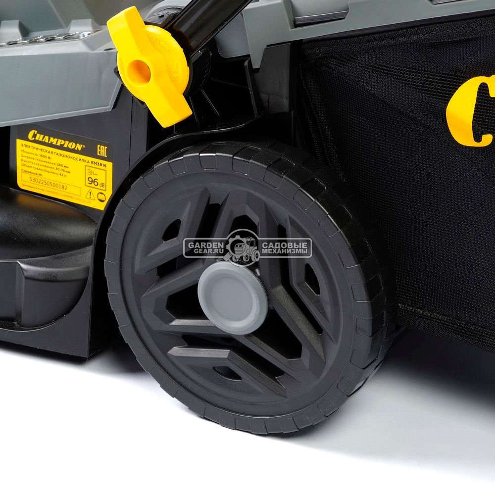 Газонокосилка электрическая Champion EM3816 (PRC, 1600 Вт, 38 см, пластик, 42 л., 11.3 кг.)