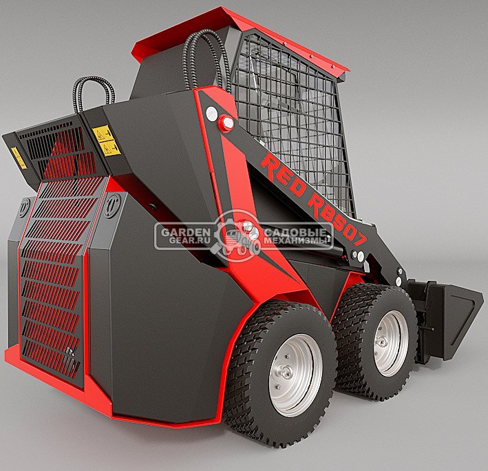 Мини-погрузчик колесный RED RBS-07 с закрытой кабиной Loncin LC2V80FD 30 л.с., грузоподъемность до 700 кг., ковш 300 л., 1200 кг.