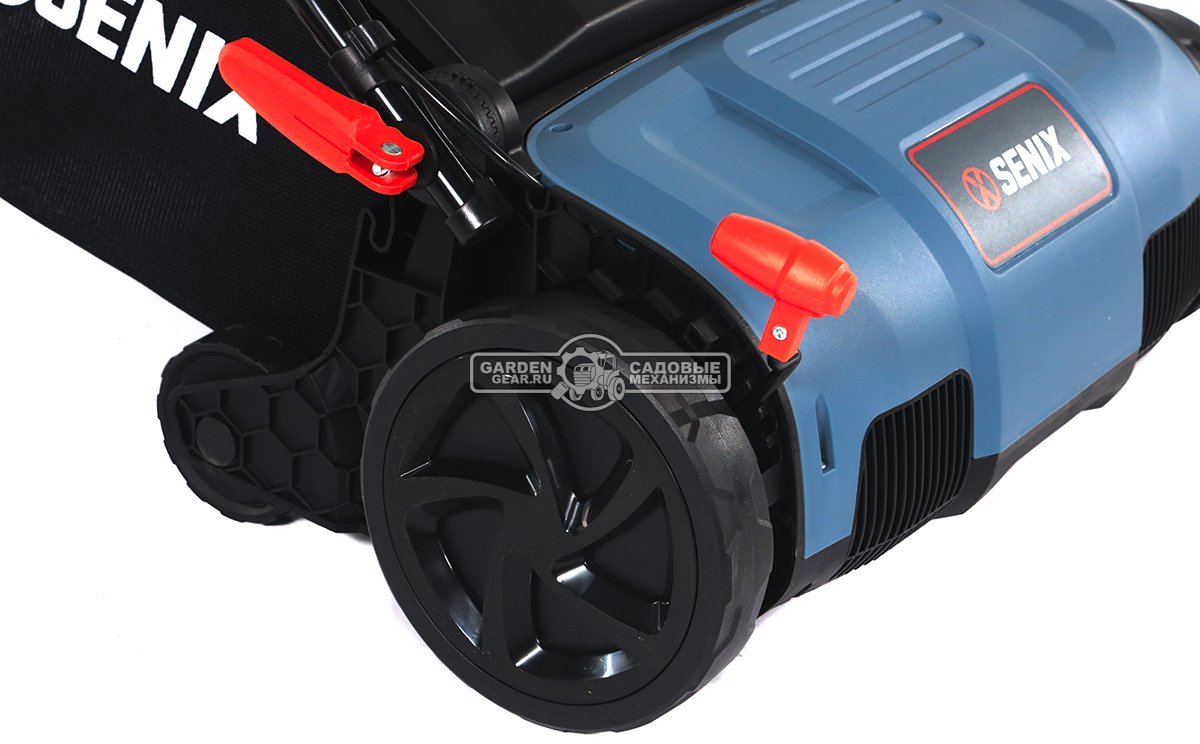 Вертикуттер - аэратор электрический Senix SCE16-L-EU (PRC, 1600 Вт, 38 см, ножи + пружины, пластик, 50 л, 8.1 кг)