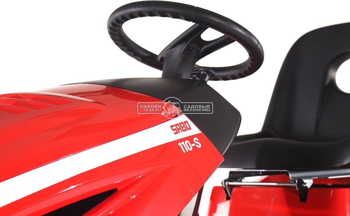 Садовый трактор SABO 110-S (GER, Sabo V-Twin, 708 куб.см., гидростатика, боковой выброс, мульчирование, ширина кошения 110 см, 234 кг.)