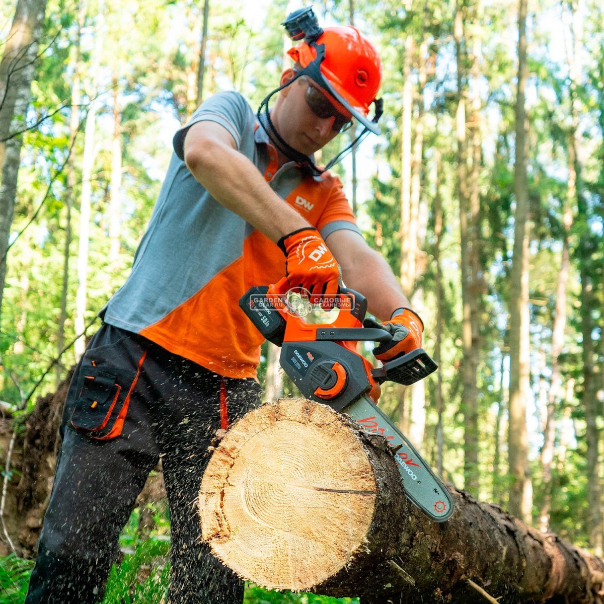 Пила аккумуляторная цепная Daewoo DACS 1221Li 12" без АКБ и ЗУ (PRC, BL 21В, натяжение цепи без инструмента, 3/8"-1.1-45E, 3.8 кг)