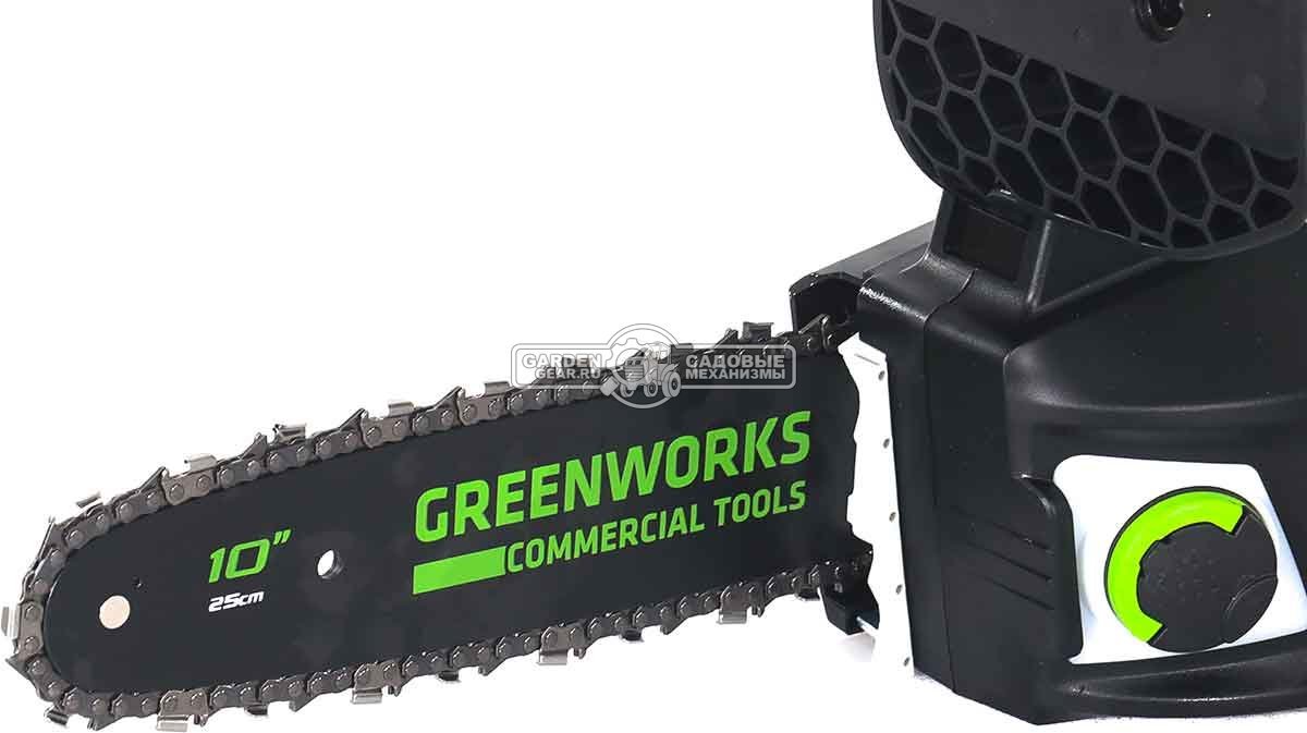 Пила - сучкорез аккумуляторная цепная одноручная GreenWorks GD40TCS 10" без АКБ и ЗУ (PRC, BL 40В, 1/4"-1.3-58E, 2.35 кг)